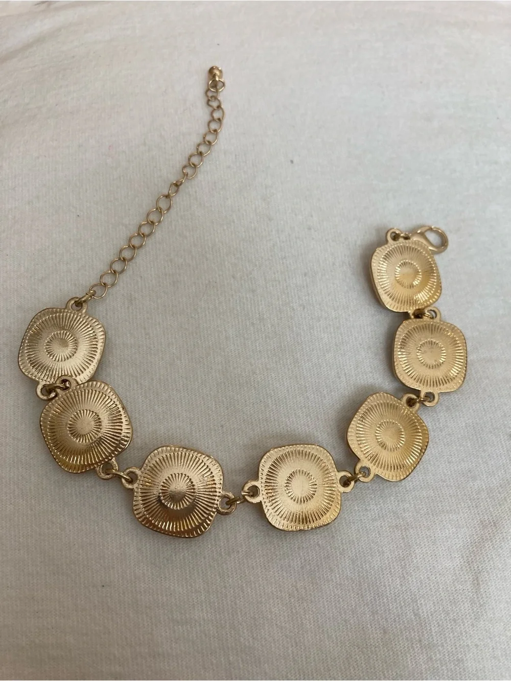 Vintage Gold Tone Panel Link Bracelet with Faux Pearls
